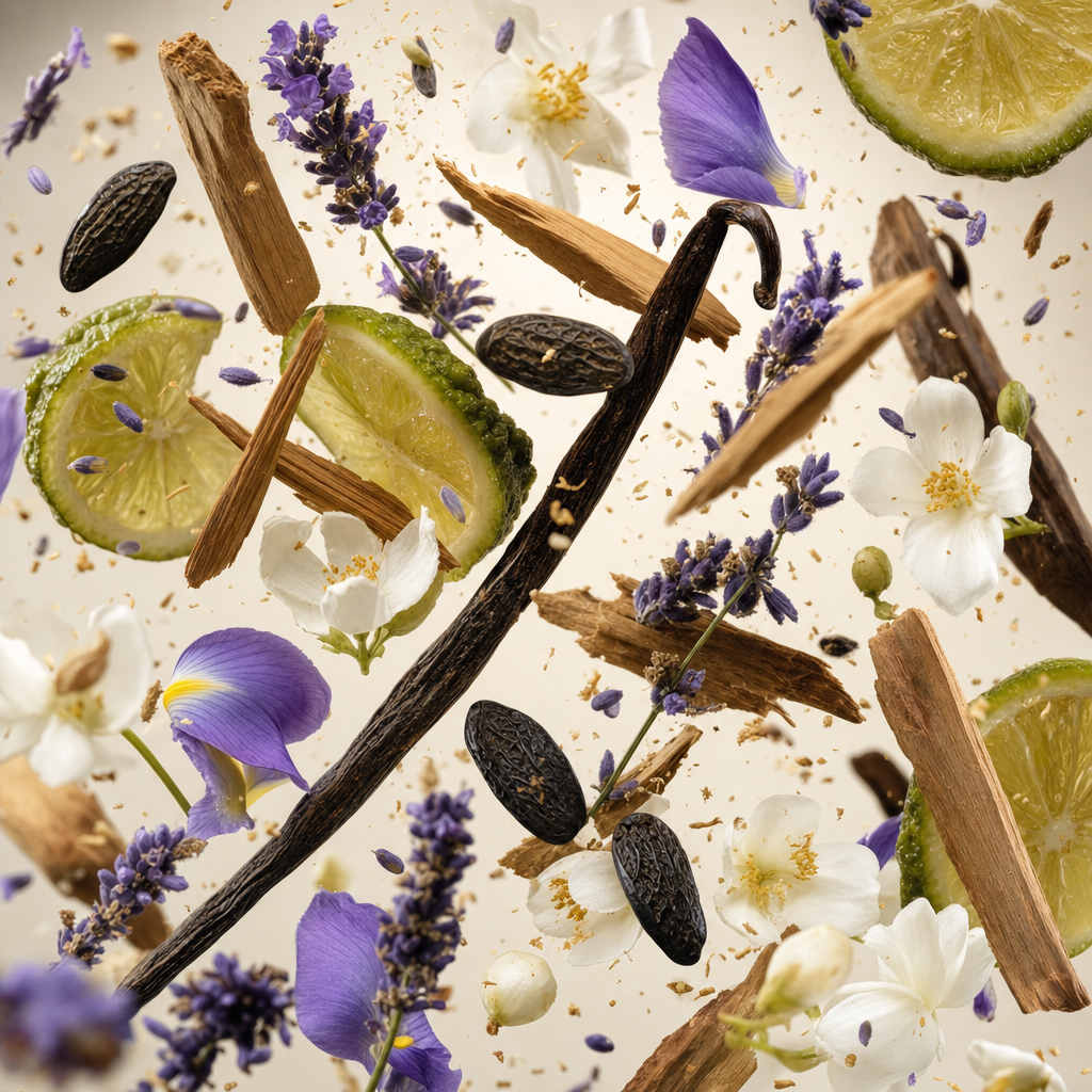 Ingredienti di IT'S A DUPE N°1003: lavanda, bergamotto, gelsomino, gelsomino sambac, iris, vaniglia di Tahiti, sandalo australiano e cumarina