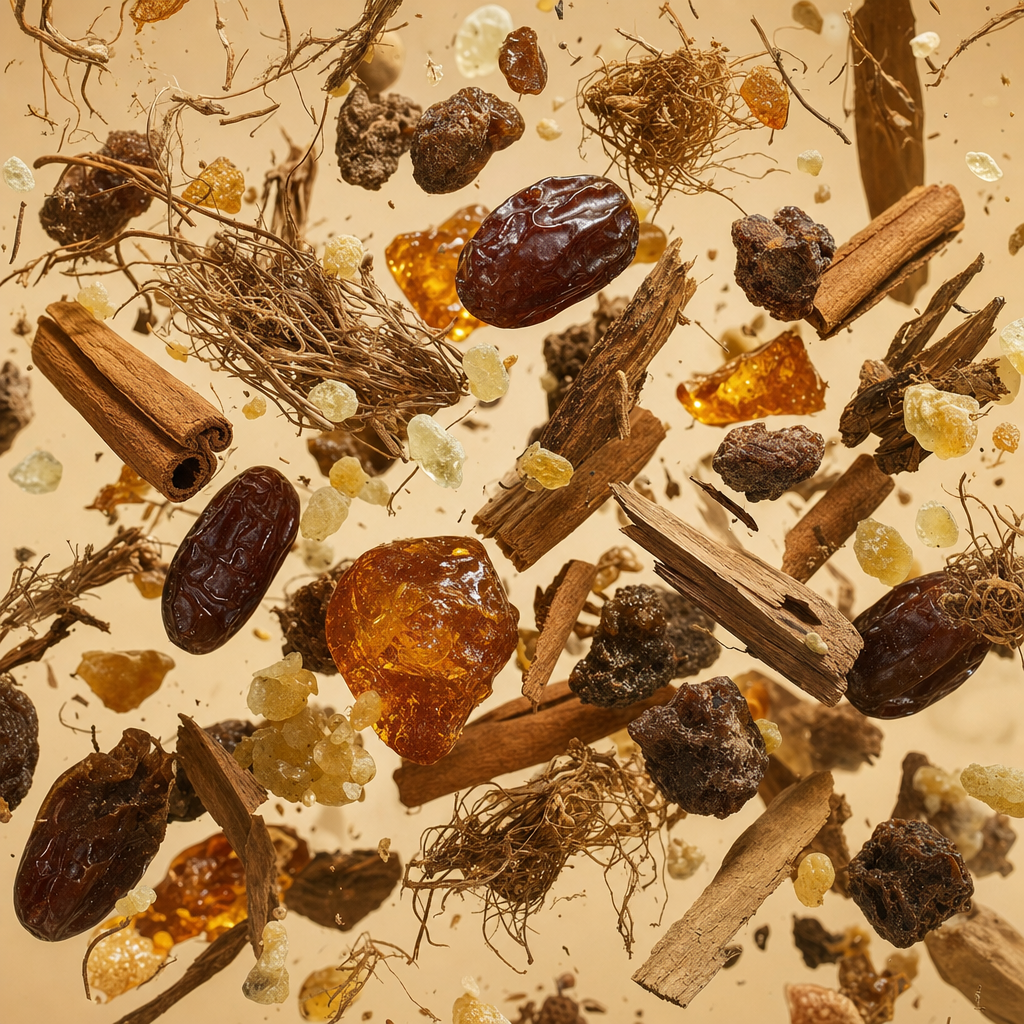 Ingredienti di IT'S A DUPE N°6195: datteri, cannella, olibano, sandalo, vetiver, ambra e labdano