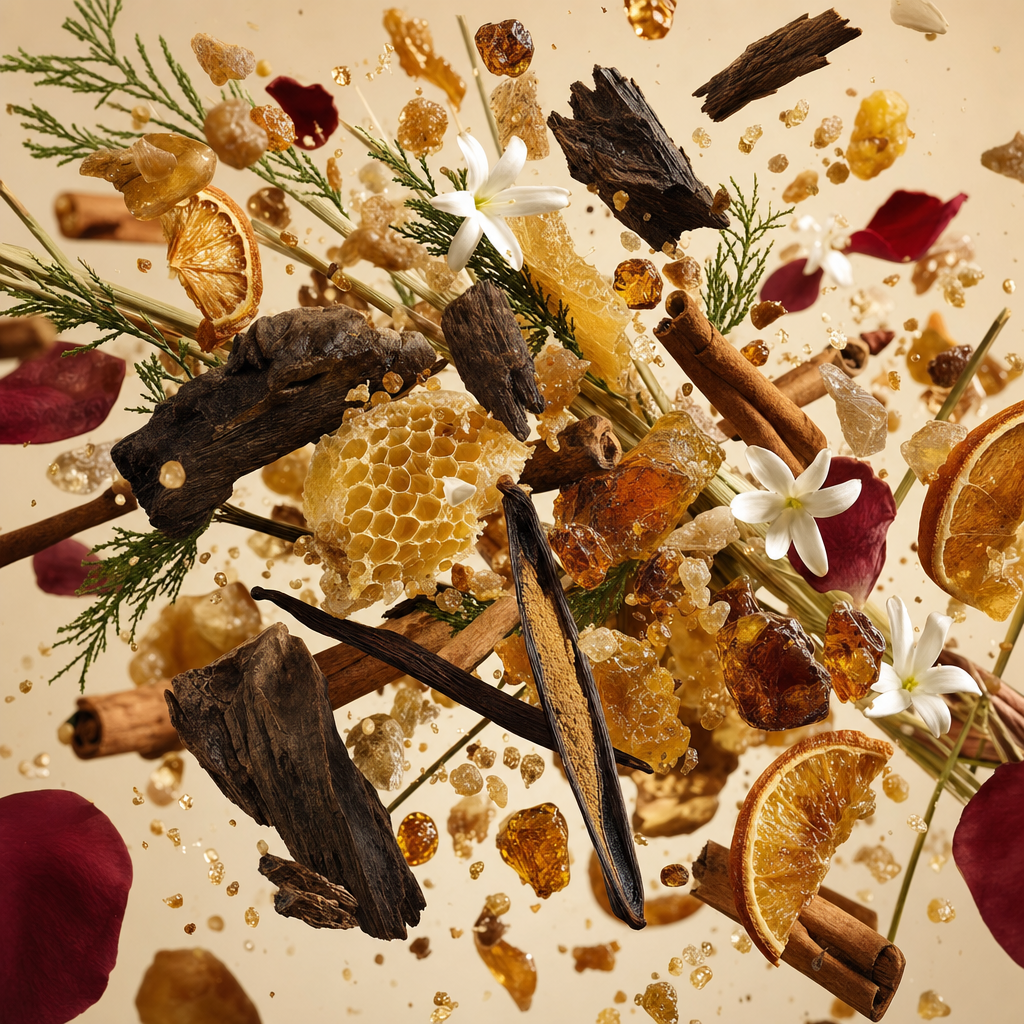 Ingredienti di IT'S A DUPE N°7138: labdano, cipresso, arancia amara, incenso, cera d'api, cannella, rosa del Marocco, ambra e legno di oud