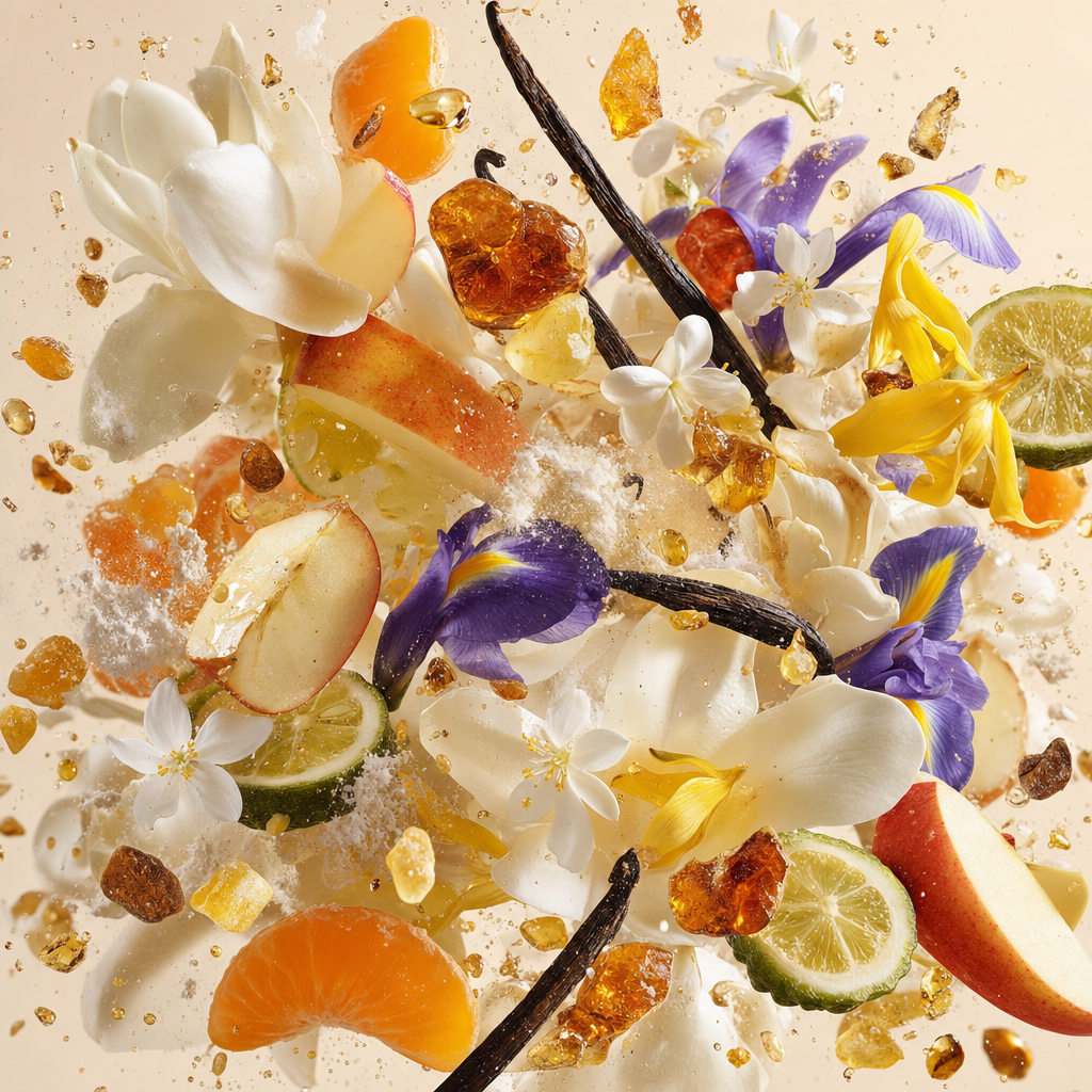 Ingredienti di IT'S A DUPE N°6007: mandarino, mela rossa, bergamotto, magnolia, iris, ylang-ylang, miele bianco, vaniglia e ambra