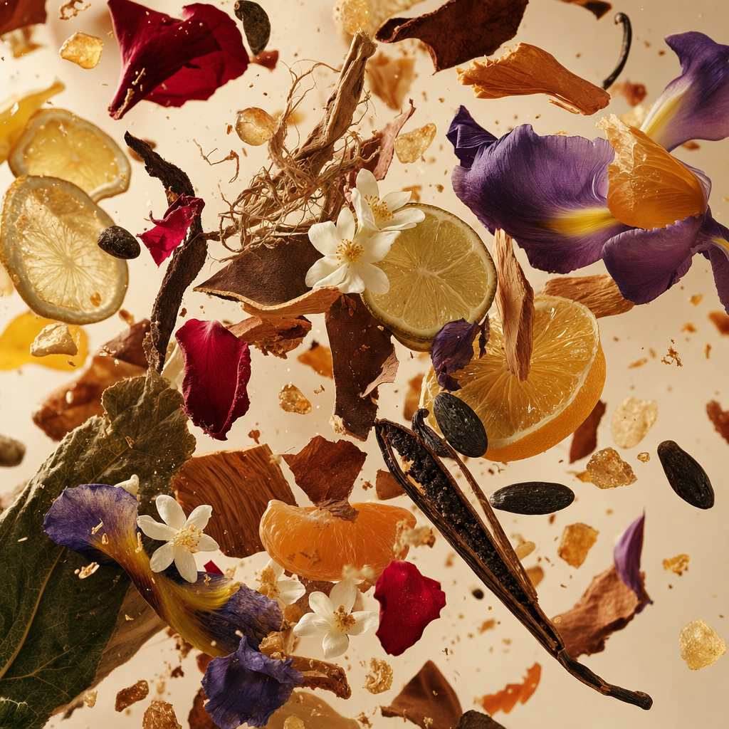 Ingredienti di IT'S A DUPE N°6053: bergamotto, limone, mandarino, iris, patchouli, rosa, vaniglia, incenso e cuoio