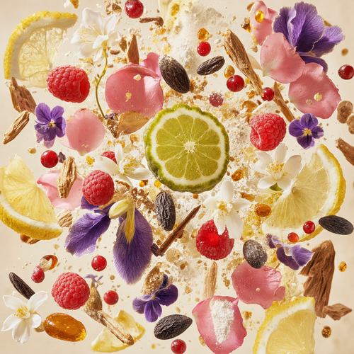Ingredienti di IT'S A DUPE N°080: lampone, bergamotto, bacche rosse, limone, fiori d'arancio, violetta, rosa, iris e sandalo