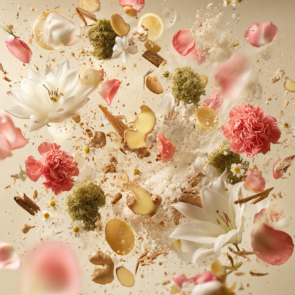 Ingredienti di IT'S A DUPE N°7047: rosa, giglio, muschio bianco, camomilla, fiore di loto, muschio di quercia, zenzero, violetta bianca e legni esotici