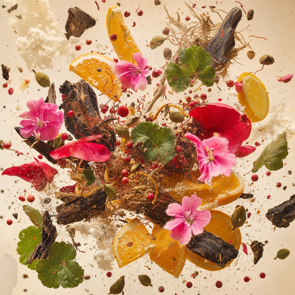 Ingredienti di IT'S A DUPE N°6274: geranio, pepe rosa, agrumi, peonia rossa, cardamomo, zafferano, legno di oud, patchouli e vetiver