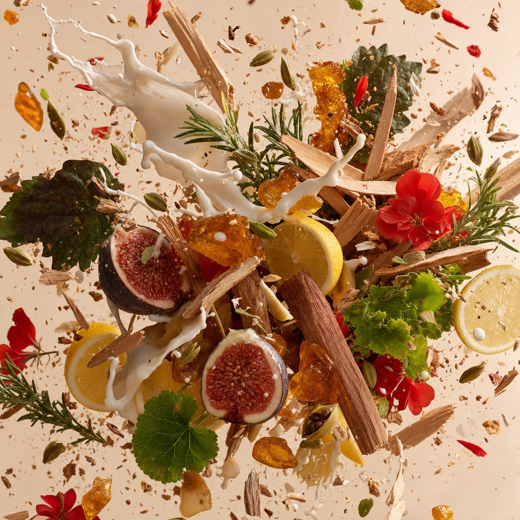 Ingredienti di IT'S A DUPE N°2009: latte di cocco, sandalo, ambroxan, nettare di fico, rosmarino, note legnose, limone, geranio e patchouli