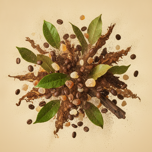 Ingredienti di IT'S A DUPE N°1021: note verdi, resine, caffè, tabacco, incenso e legno di oud