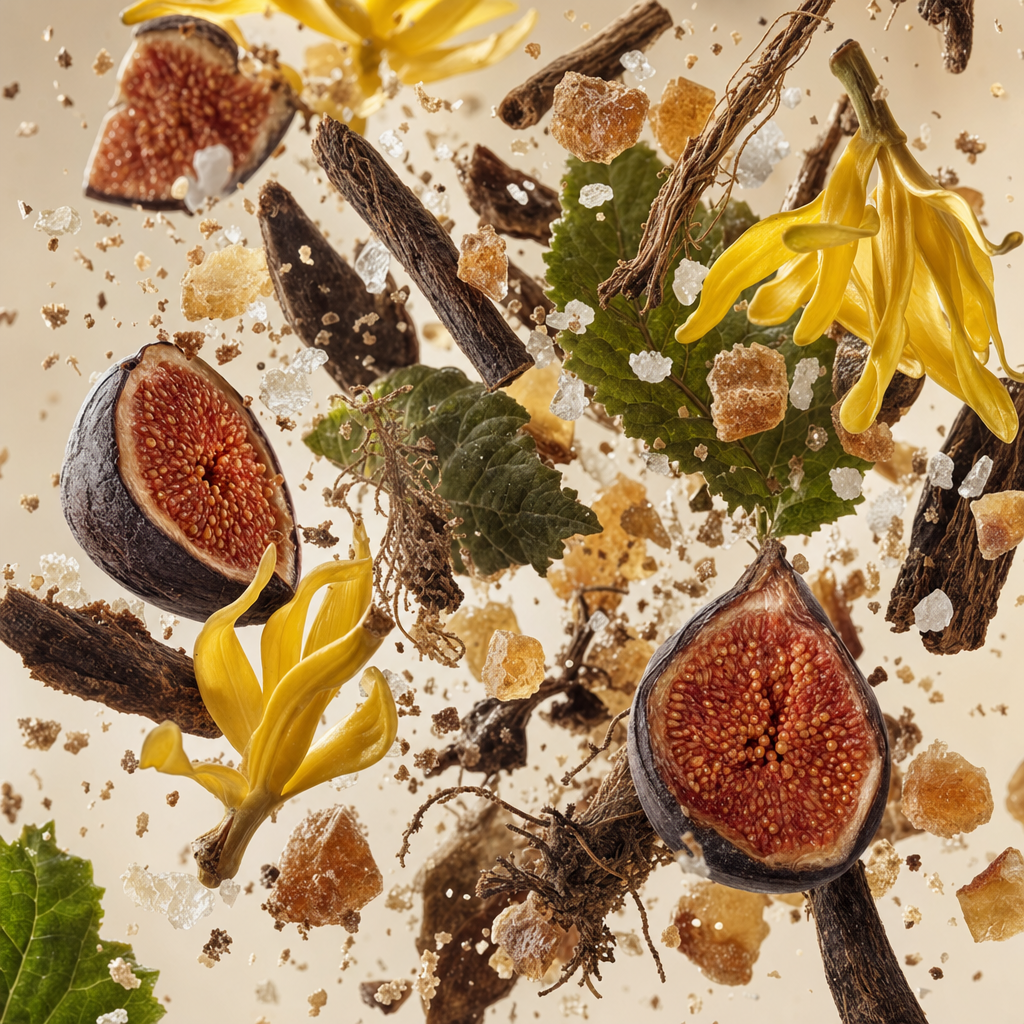 Ingredienti di IT'S A DUPE N°6320: fico, ylang-ylang, sale, zucchero di canna, liquirizia, patchouli e vetiver