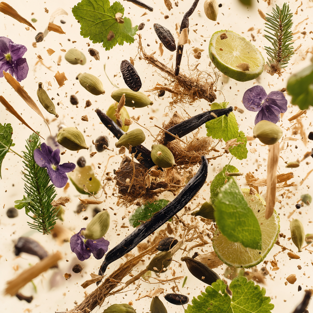 Ingredienti di IT'S A DUPE N°636: cardamomo, foglie di violetta, bergamotto, abete balsamico, vetiver, geranio, legno di cashmere, vaniglia e fava tonka
