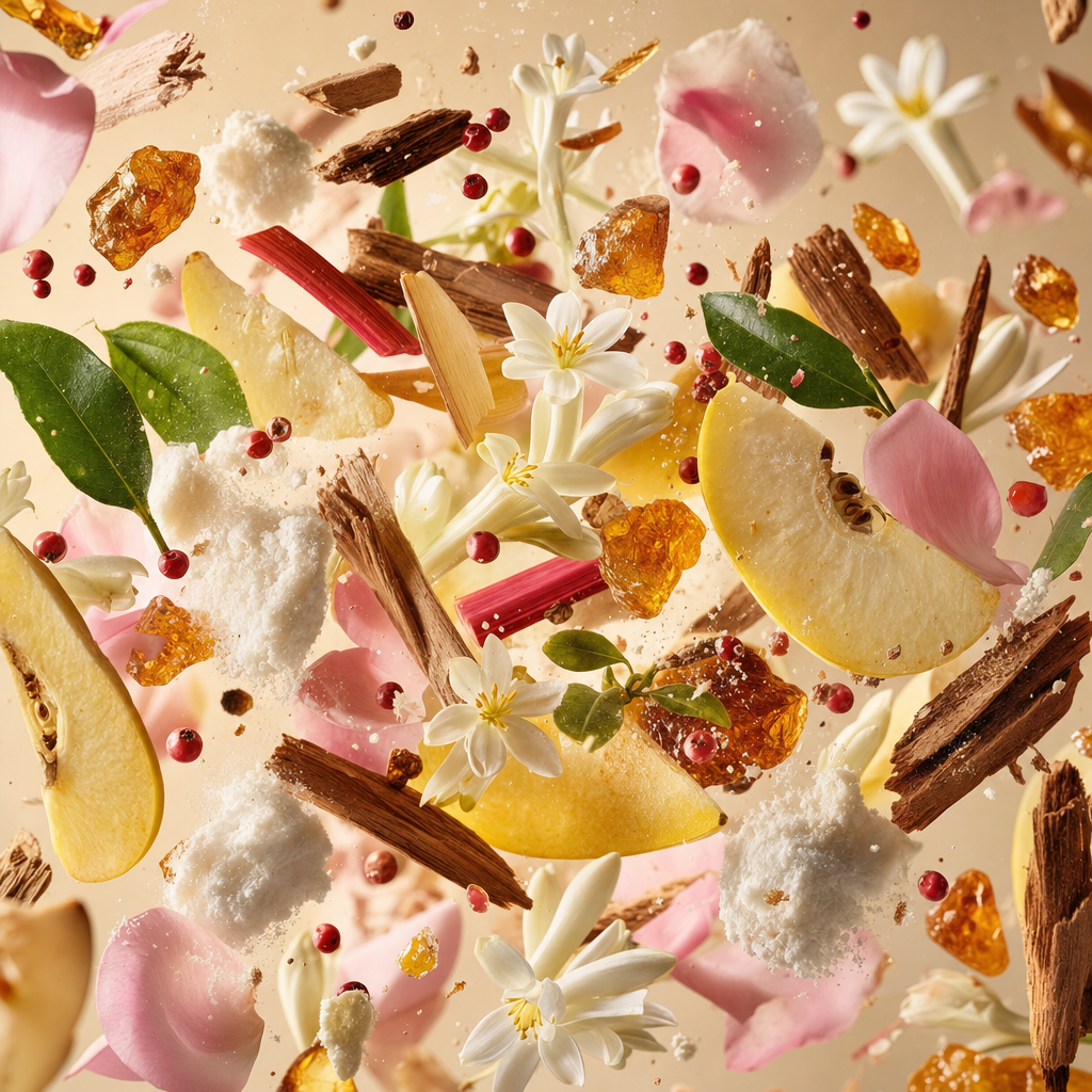 Ingredienti di IT'S A DUPE N°6295: pepe rosa, mela cotogna, ambrox, rabarbaro, rosa, muschio, note verdi, cedro e gelsomino sambac