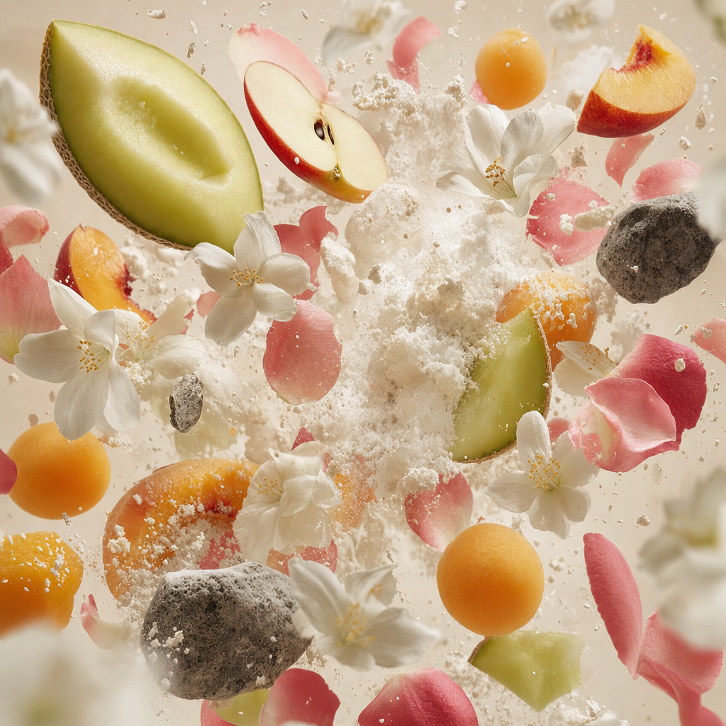 Ingredienti di IT'S A DUPE N°6094: mela, melone, pesca, gelsomino, rosa, muschio e ambra grigia