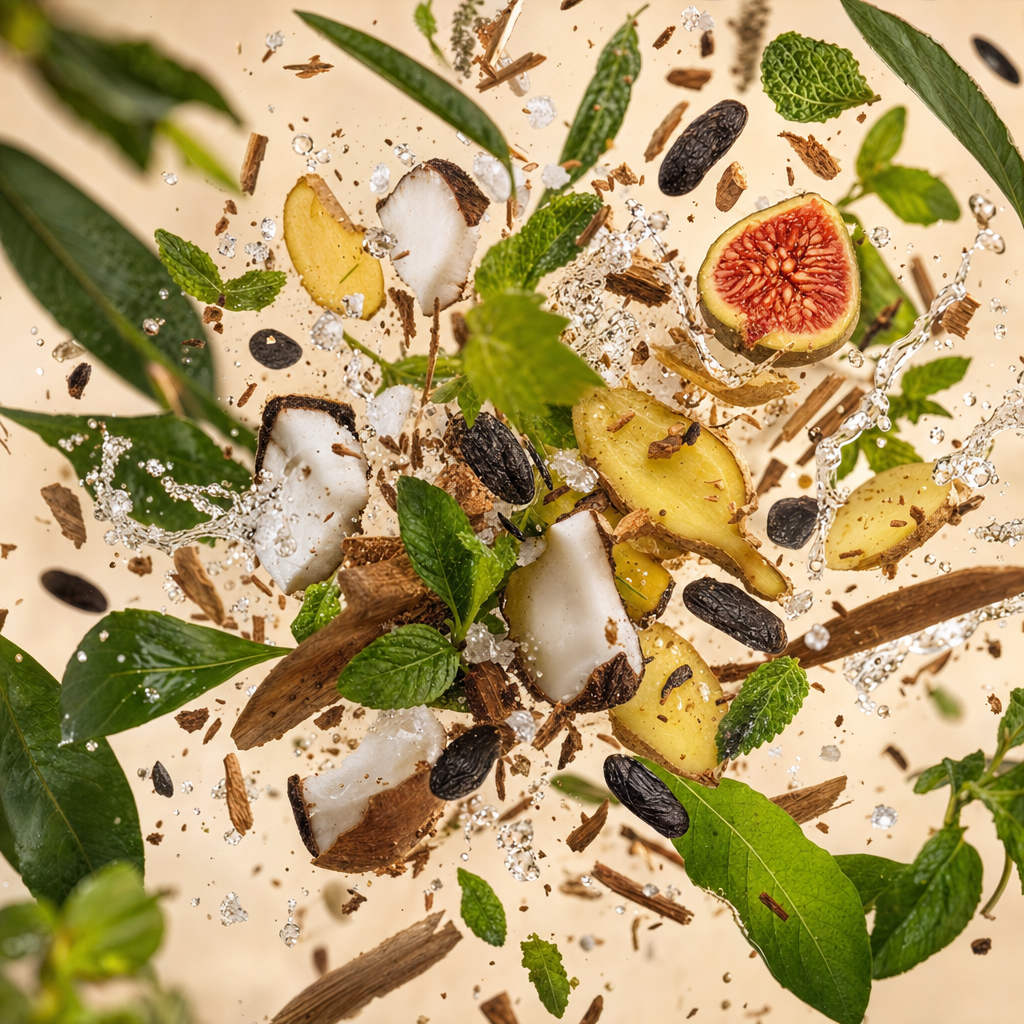 Ingredienti di IT'S A DUPE N°6239: note verdi, note acquatiche, menta, zenzero, cocco, fico, sale, fava tonka e sandalo