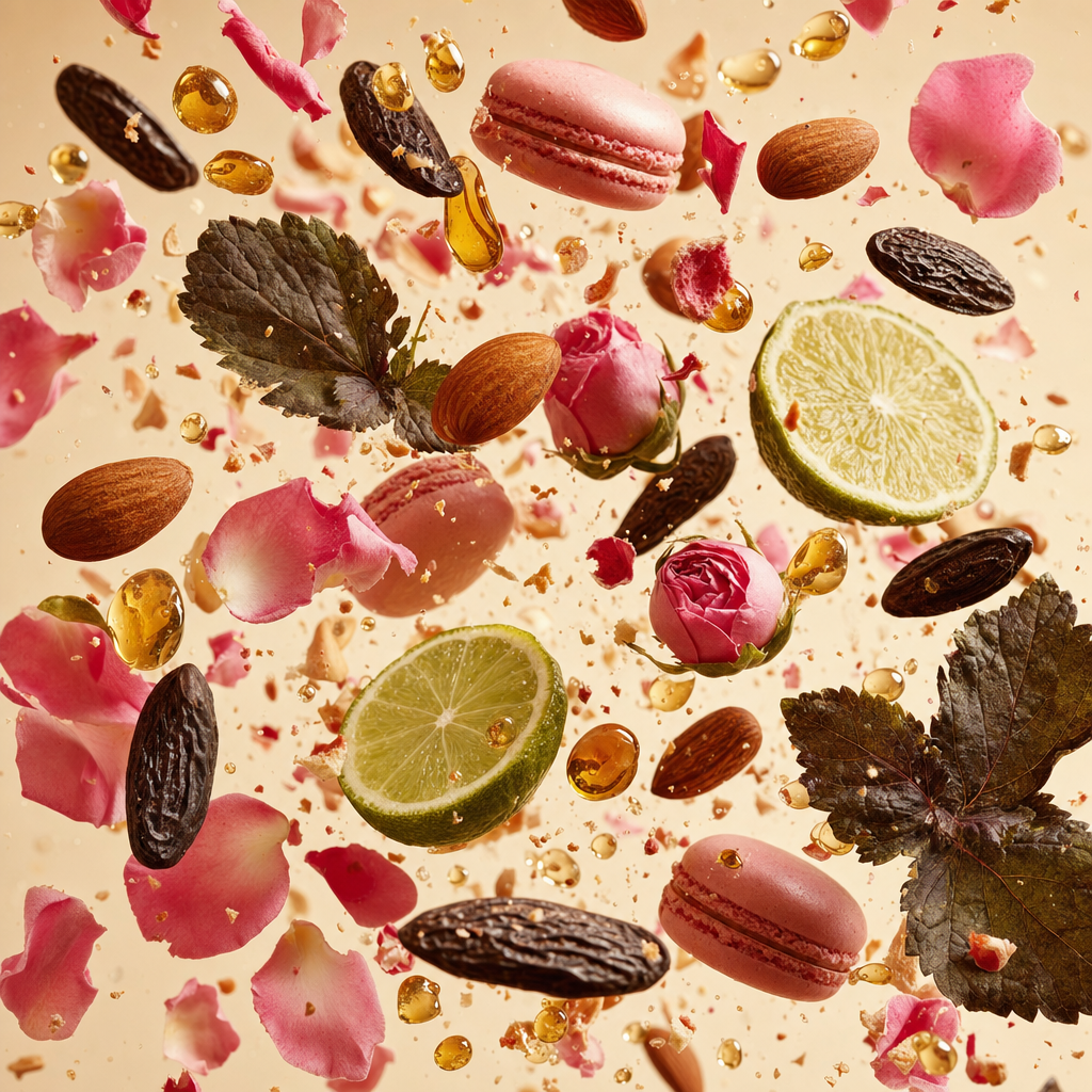 Ingredienti di IT'S A DUPE N°7126: macarons, mandorla, bergamotto, miele, rosa bulgara, rosa turca, fava tonka e patchouli
