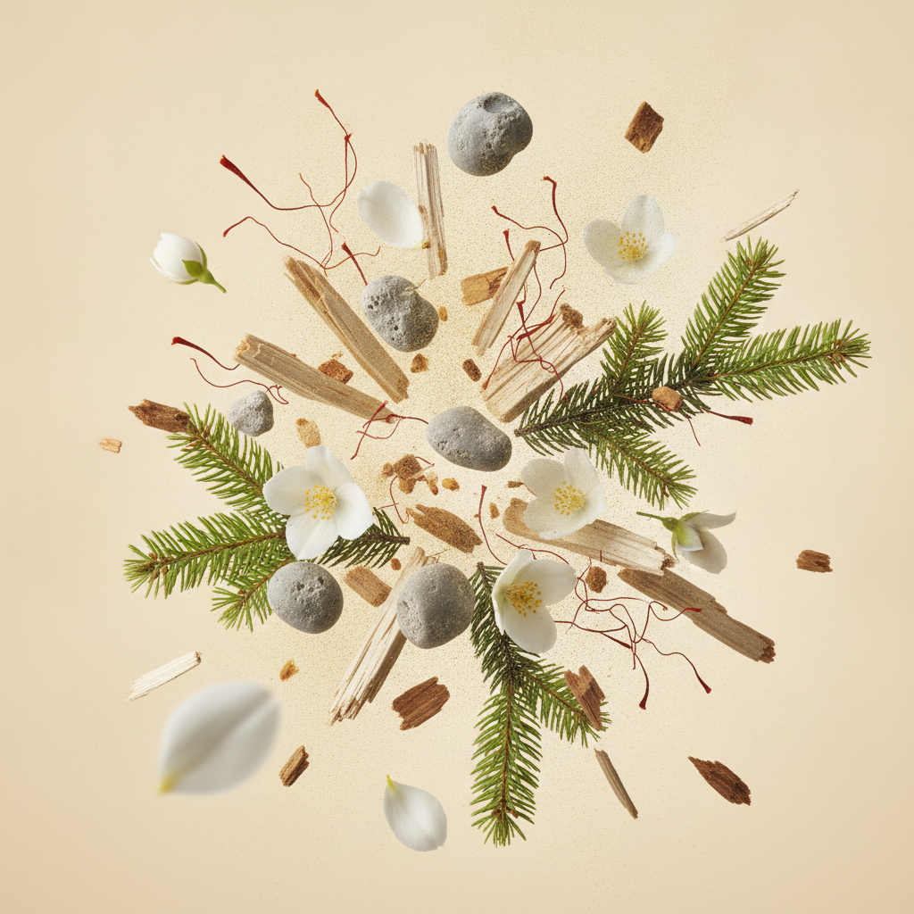 Ingredienti di IT'S A DUPE N°1035: gelsomino, zafferano, amberwood, ambra grigia, abete e cedro
