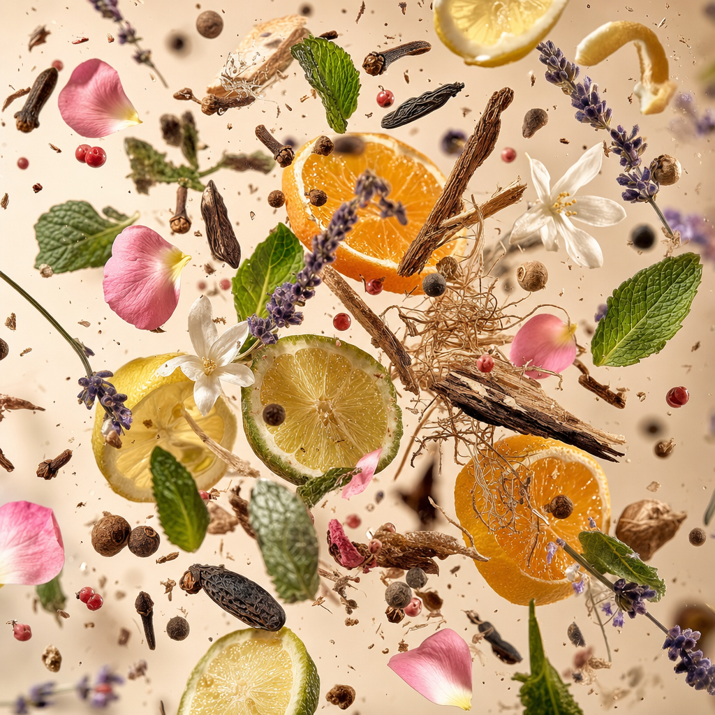 Ingredienti di IT'S A DUPE N°245: pepe rosa, menta piperita, bergamotto, limone, lavanda, chiodi di garofano, vetiver, cedro e fava tonka
