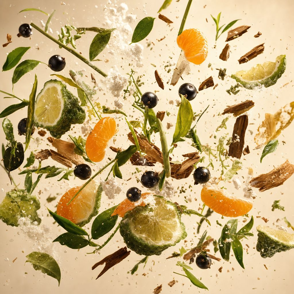 Ingredienti di IT'S A DUPE N°913: bergamotto, mandarino, tè verde, ribes nero, galbano, muschio, sandalo e petitgrain