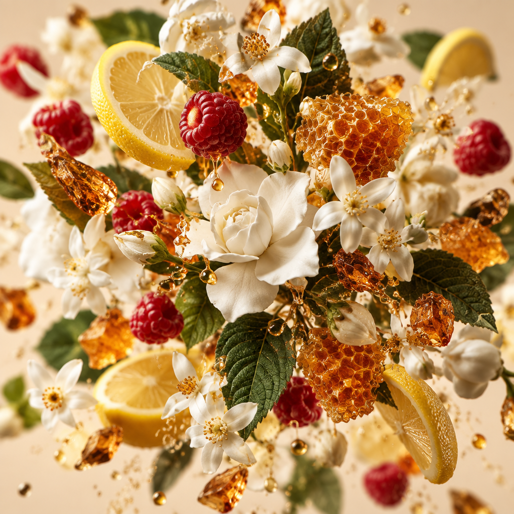 Ingredienti di IT'S A DUPE N°072: neroli, limone di Amalfi, lampone, gelsomino, gardenia, miele e ambra