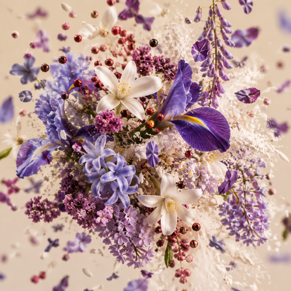 Ingredienti di IT'S A DUPE N°117: fiori d'arancio, pepe rosa, iris, giacinto, lillà, muschio e note talcate