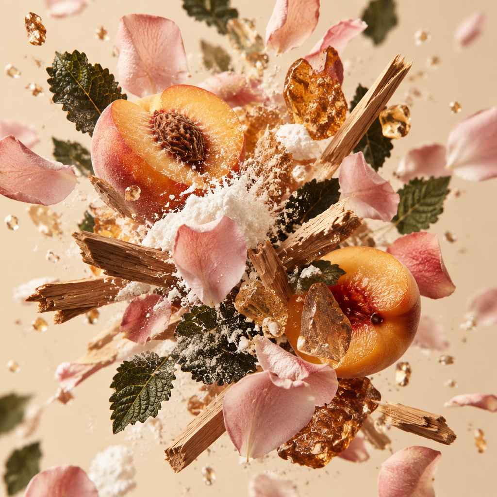 Ingredienti di IT'S A DUPE N°076: rosa, pesca, muschio, ambra, sandalo e patchouli