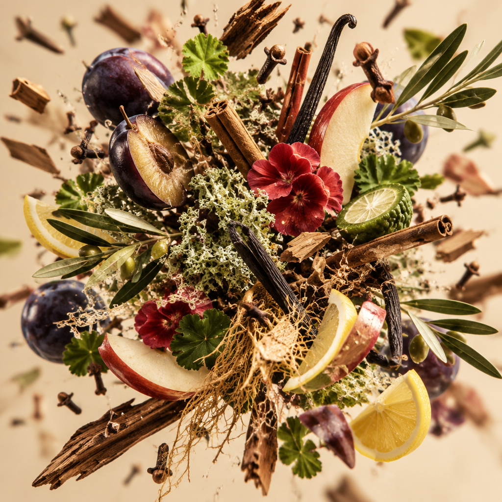 Ingredienti di IT'S A DUPE N°023: prugna, mela, limone, bergamotto, mogano, cannella, sandalo e vaniglia