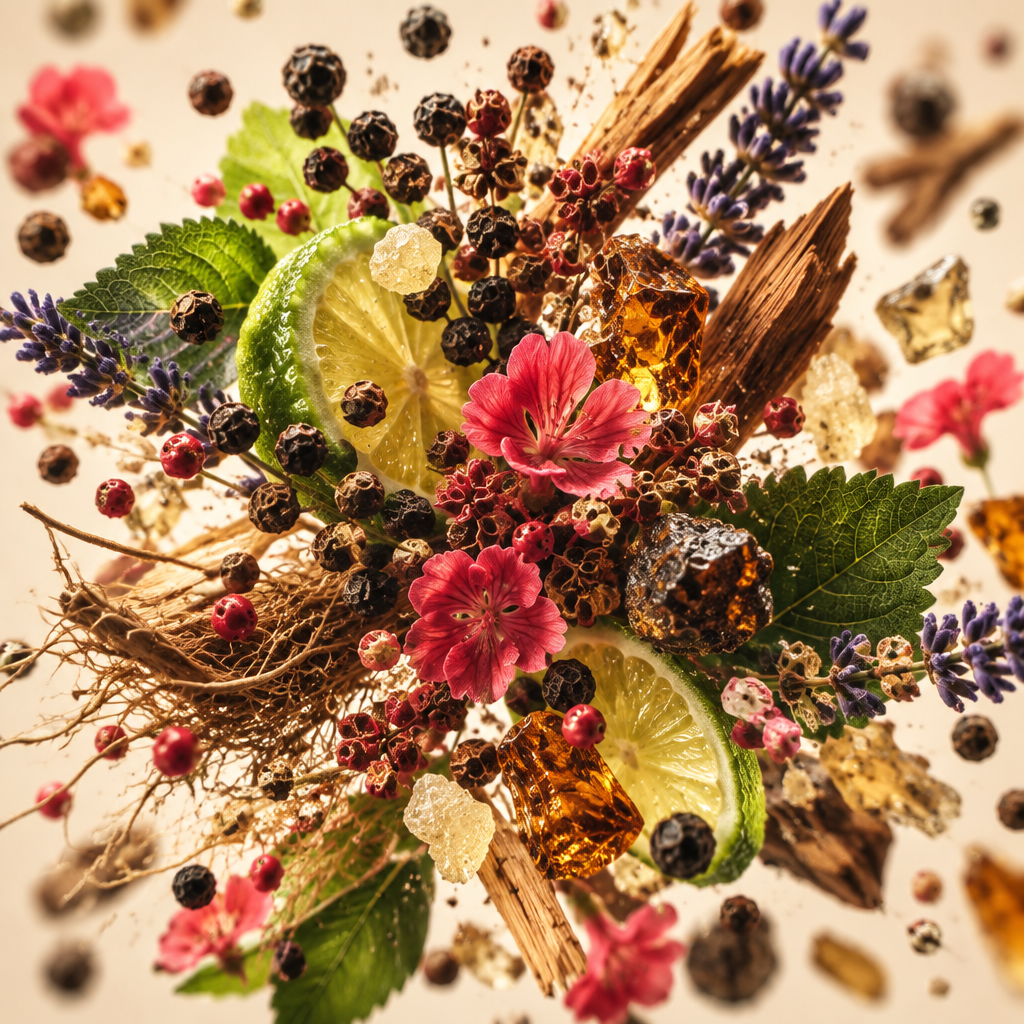 Ingredienti di IT'S A DUPE N°222: pepe, bergamotto di Calabria, geranio, lavanda, vetiver e ambra