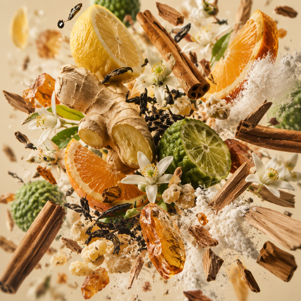 Ingredienti di IT'S A DUPE N°6082: cedro, bergamotto, arancia, zenzero, neroli, cannella, tè nero e incenso