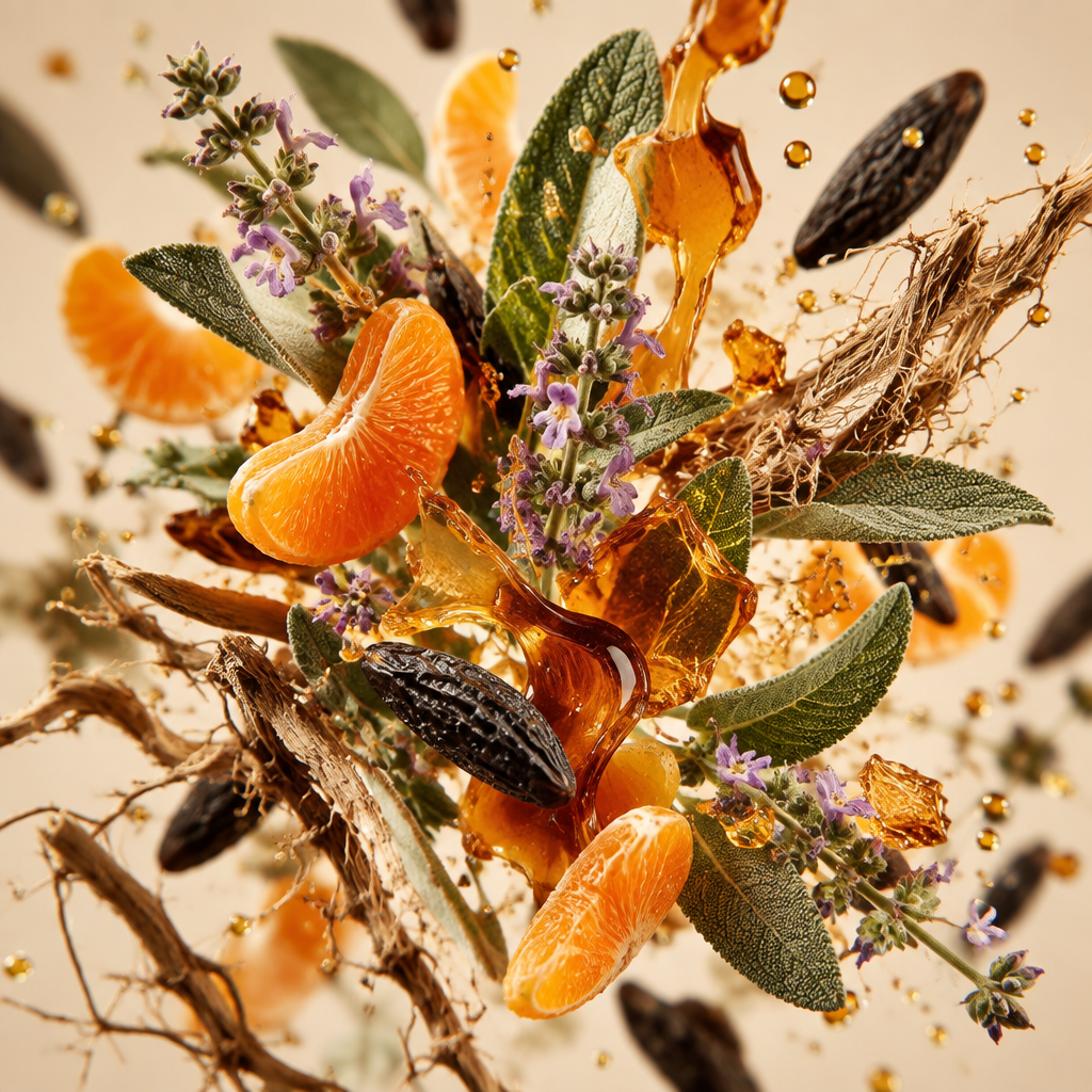 Ingredienti di IT'S A DUPE N°2005: salvia sclarea, mandarino, caramello, fava tonka e vetiver