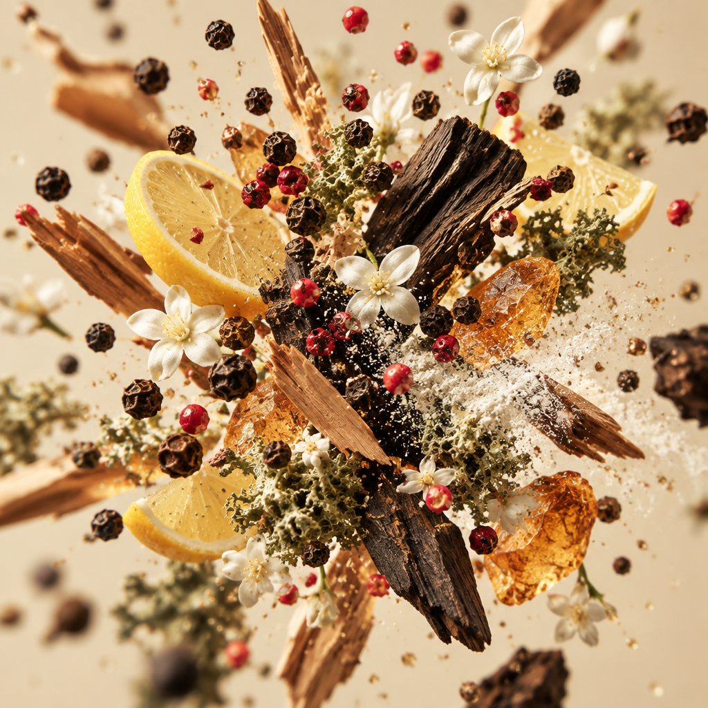 Ingredienti di IT'S A DUPE N°6217: pepe nero, limone, pepe rosa, cedro, oud, muschio di quercia e ambra