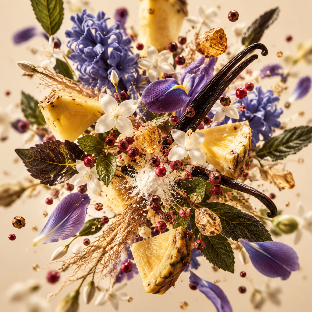 Ingredienti di IT'S A DUPE N°7144: ananas, giacinto, iris, gelsomino, pepe rosa, vetiver, ambra, vaniglia e patchouli
