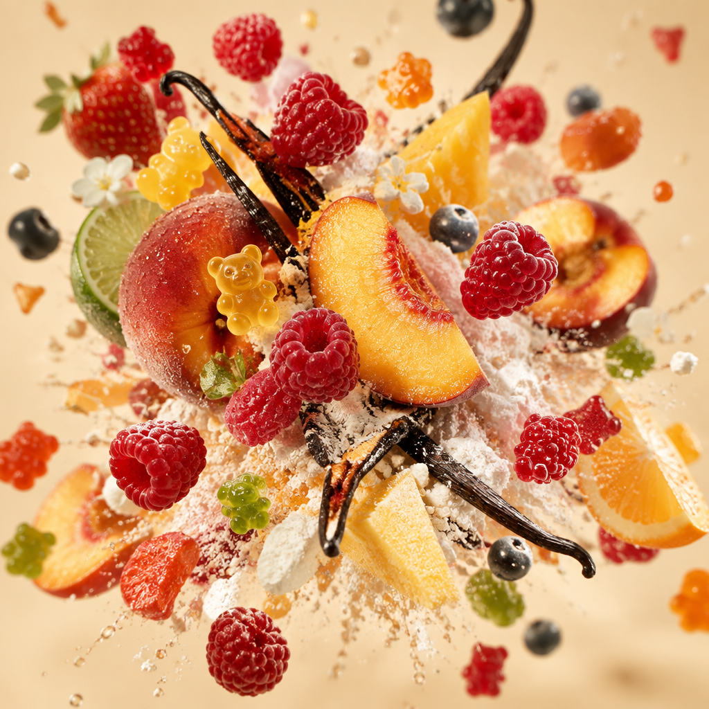 Ingredienti di IT'S A DUPE N°6231: pesca, lampone, caramelle gommose, muschio bianco e vaniglia