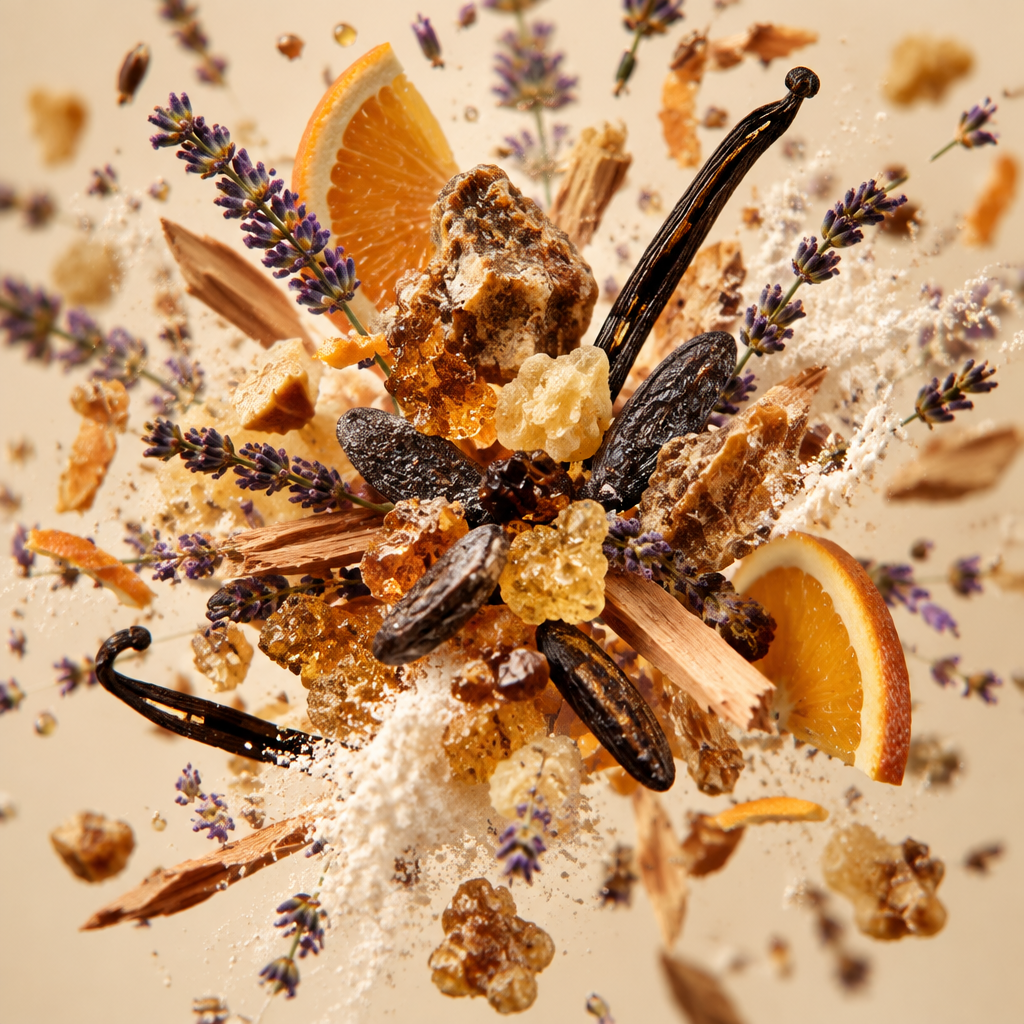 Ingredienti di IT'S A DUPE N°7160: labdano, arancia, lavanda, benzoino, ambra, vaniglia, fava tonka e cedro