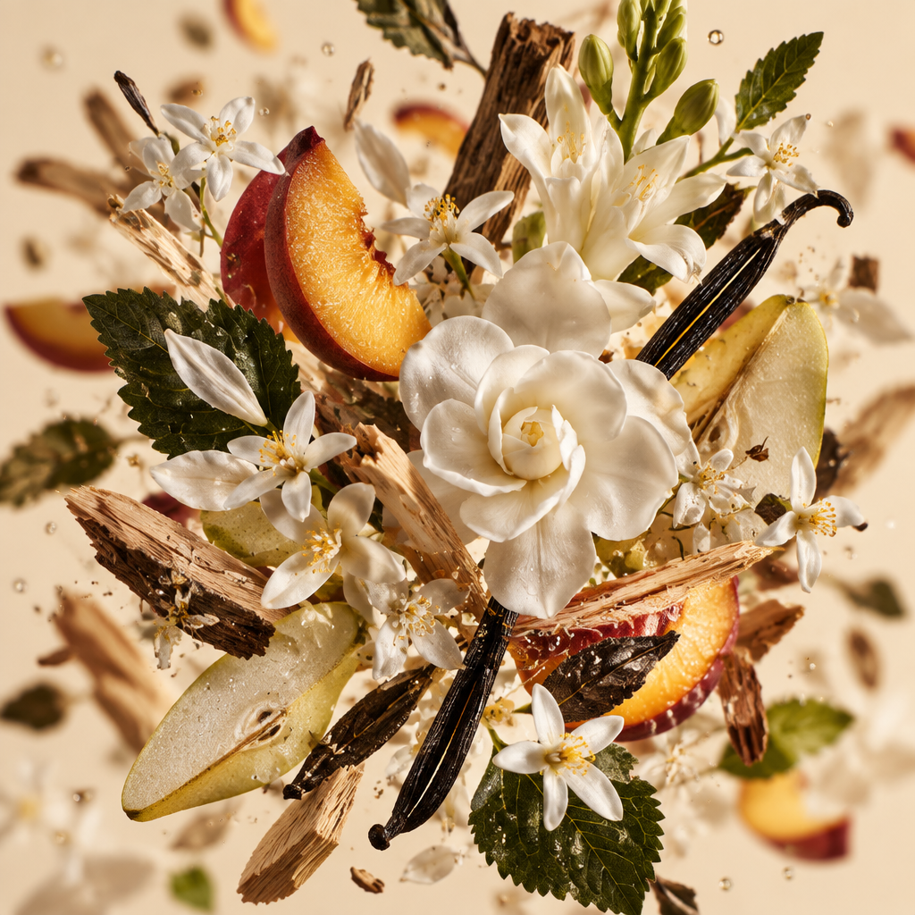 Ingredienti di IT'S A DUPE N°6170: nettarina, gardenia, pera, tuberosa, gelsomino, fiori d'arancio, vaniglia, patchouli e sandalo