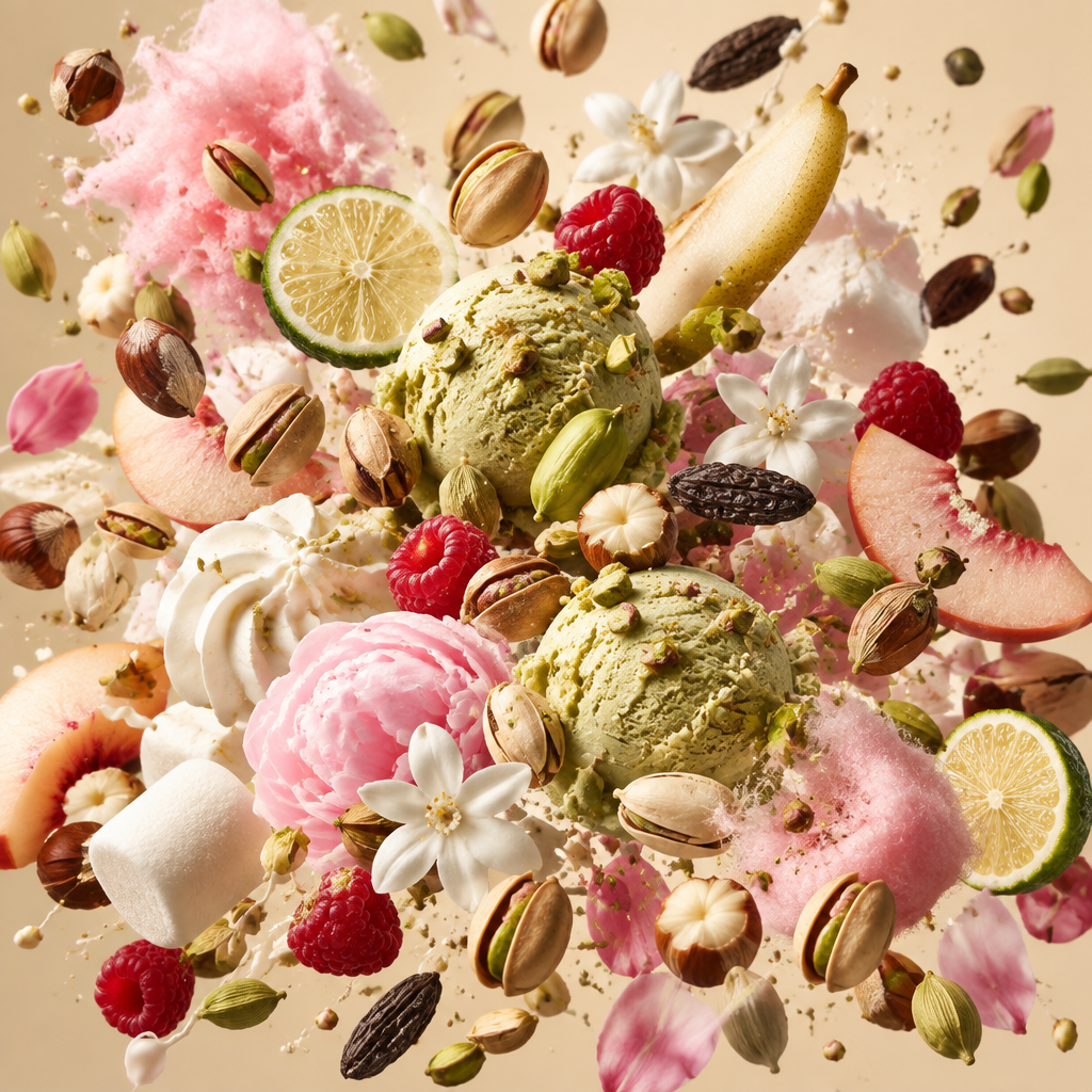 Ingredienti di IT'S A DUPE N°7143: pistacchio, gelato, bergamotto, nocciola, pera, gelsomino, lampone, panna montata, marshmallow e cacao
