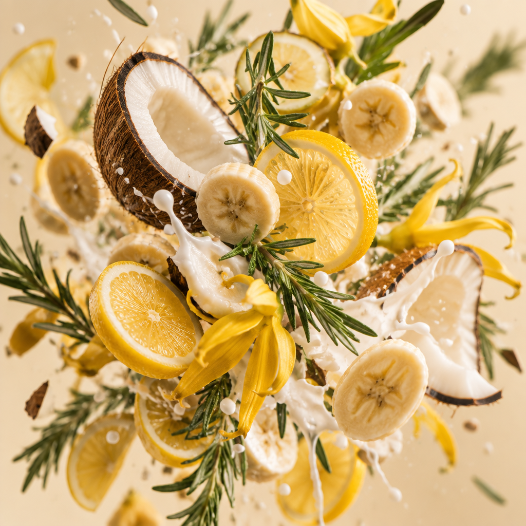 Ingredienti di IT'S A DUPE N°6184: rosmarino, limone, ylang-ylang, banana e latte di cocco