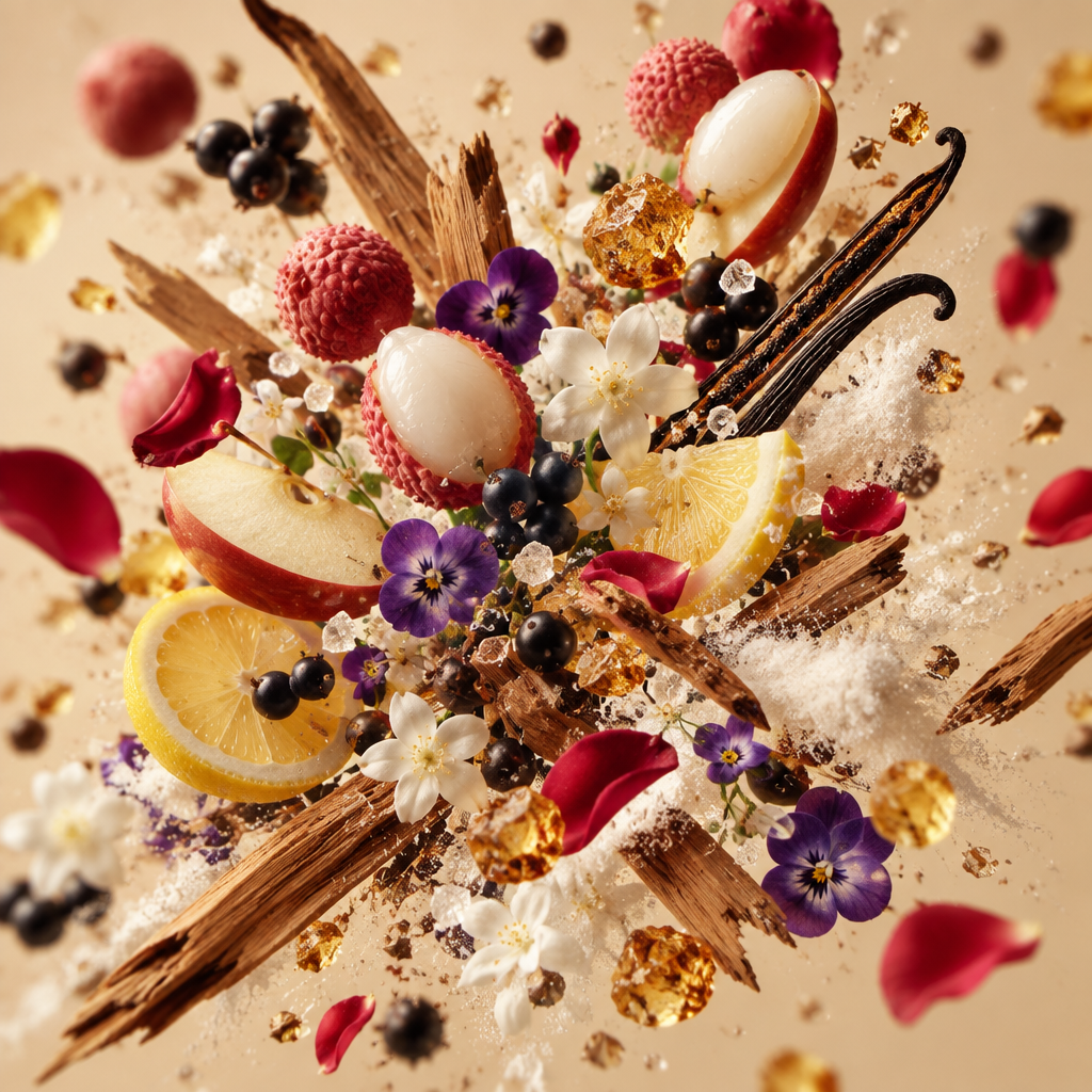 Ingredienti di IT'S A DUPE N°7154: litchi, ribes nero, mela rossa, limone, violetta, rosa, gelsomino, zucchero, vaniglia e muschio