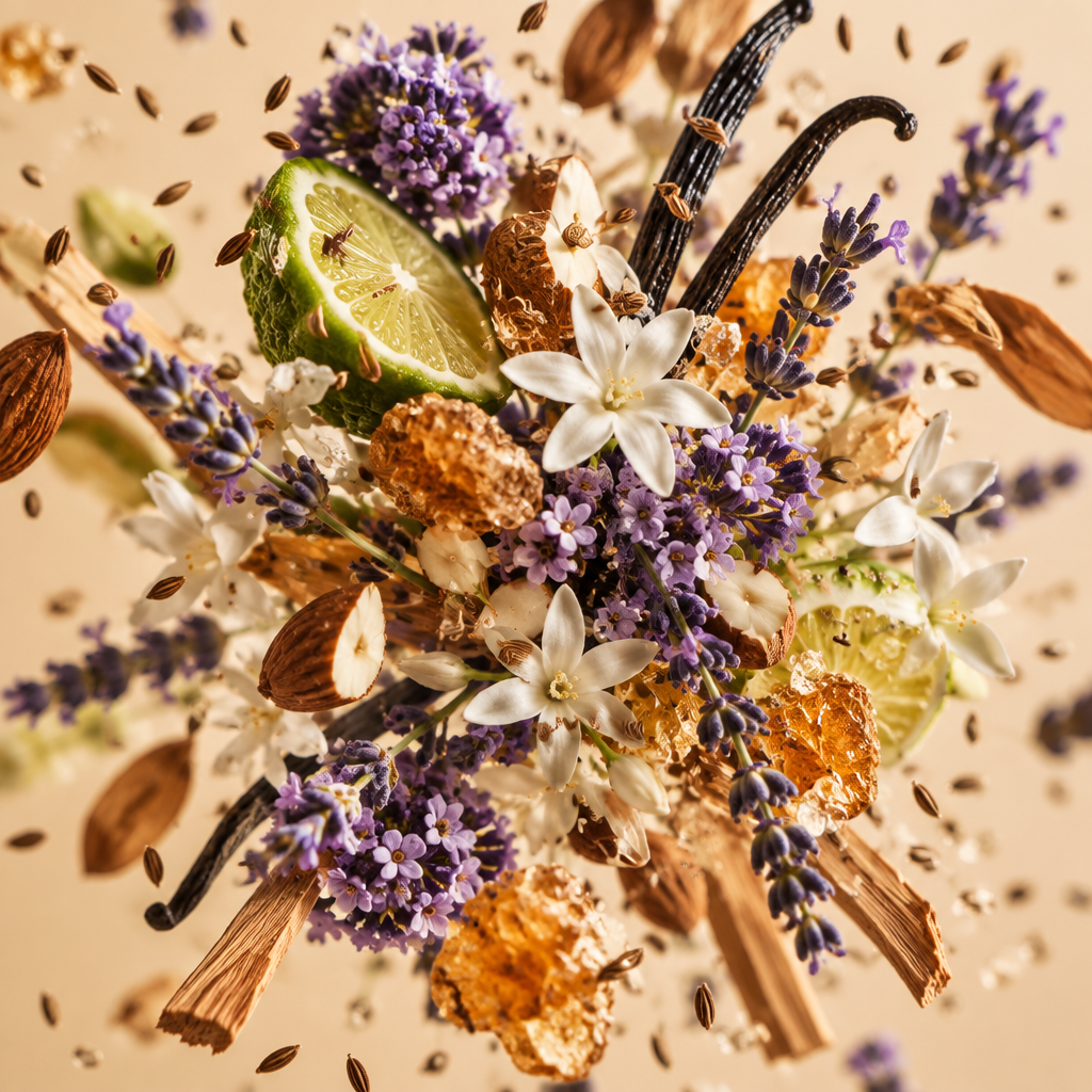 Ingredienti di IT'S A DUPE N°6147: eliotropio, cumino, bergamotto, mandorla amara, lavanda, gelsomino, vaniglia, sandalo e ambra