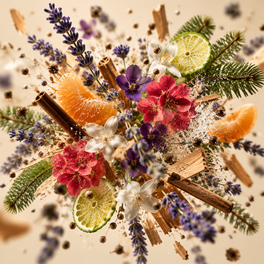 Ingredienti di IT'S A DUPE N°6202: lavanda, mandarino, bergamotto, geranio, violetta, gelsomino, coriandolo, cannella, muschio e abete