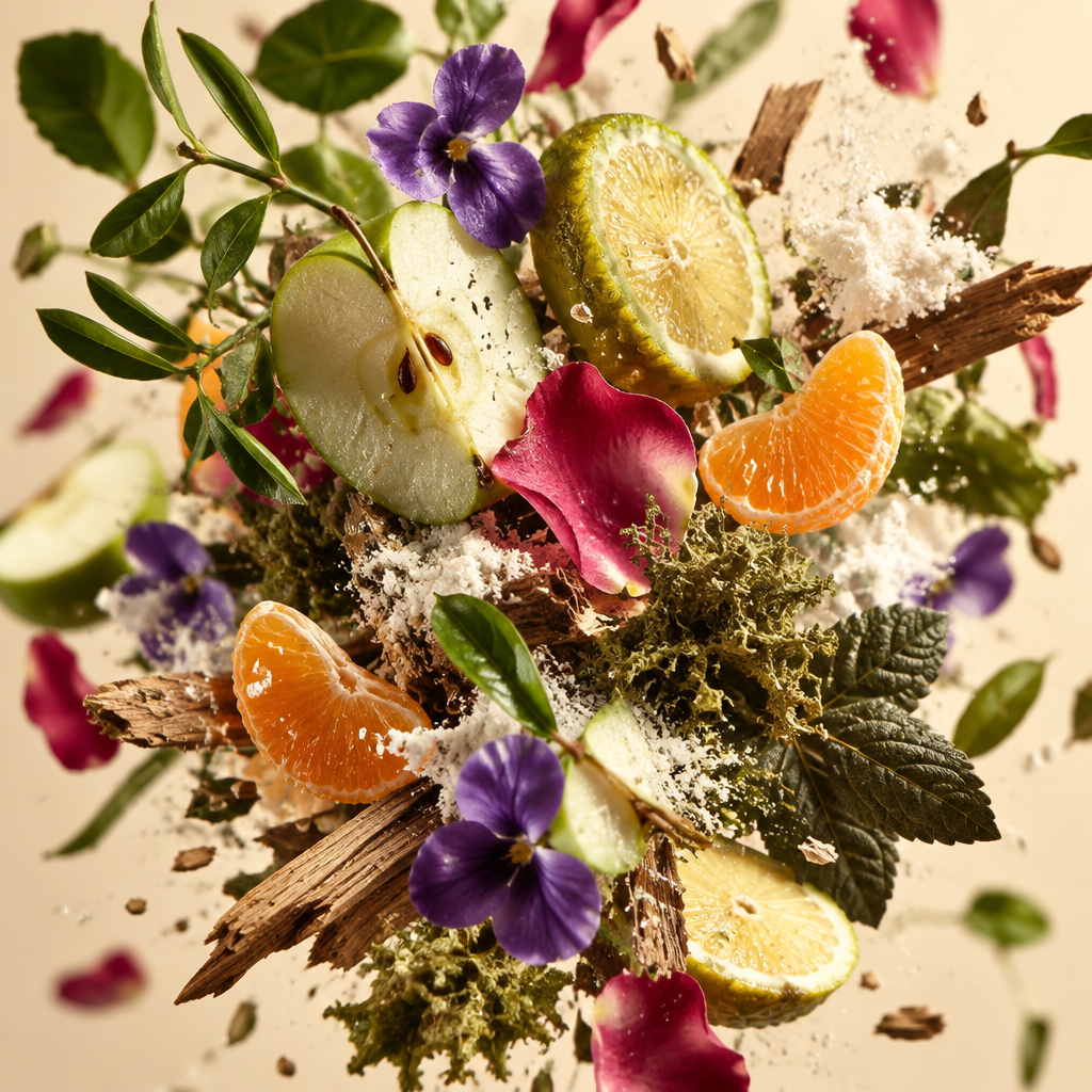 Ingredienti di IT'S A DUPE N°6307: mela verde, bergamotto, mandarino, petitgrain, cedro, violetta, muschio di quercia e patchouli