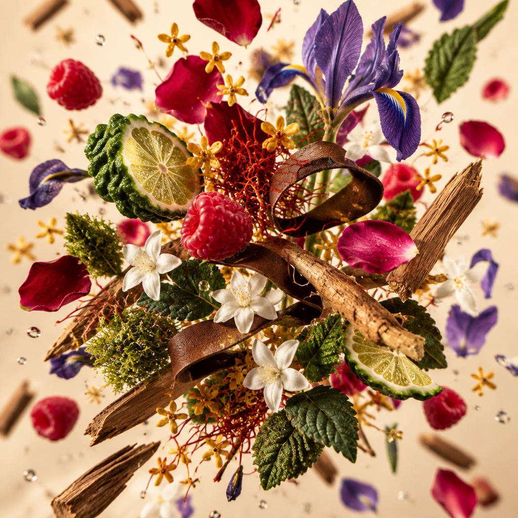 Ingredienti di IT'S A DUPE N°6122: lampone, bergamotto, rosa, zafferano, osmanto, iris, gelsomino, cuoio, sandalo e patchouli