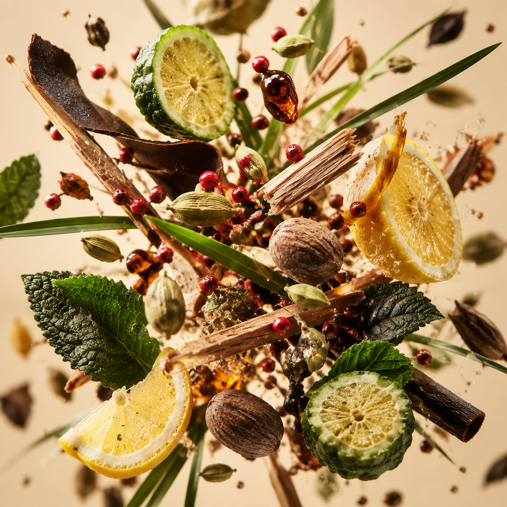 Ingredienti di IT'S A DUPE N°6204: agrumi, bergamotto, limone, pepe rosa, erba, noce moscata, cardamomo, cuoio, cedro e patchouli