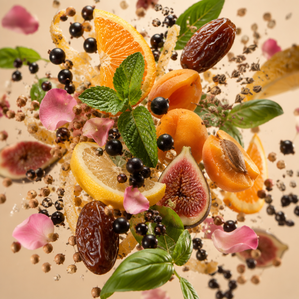 Ingredienti di IT'S A DUPE N°6181: cedro candito, menta, arancia, limone, ribes nero, albicocca, basilico, rosa, fico e datteri