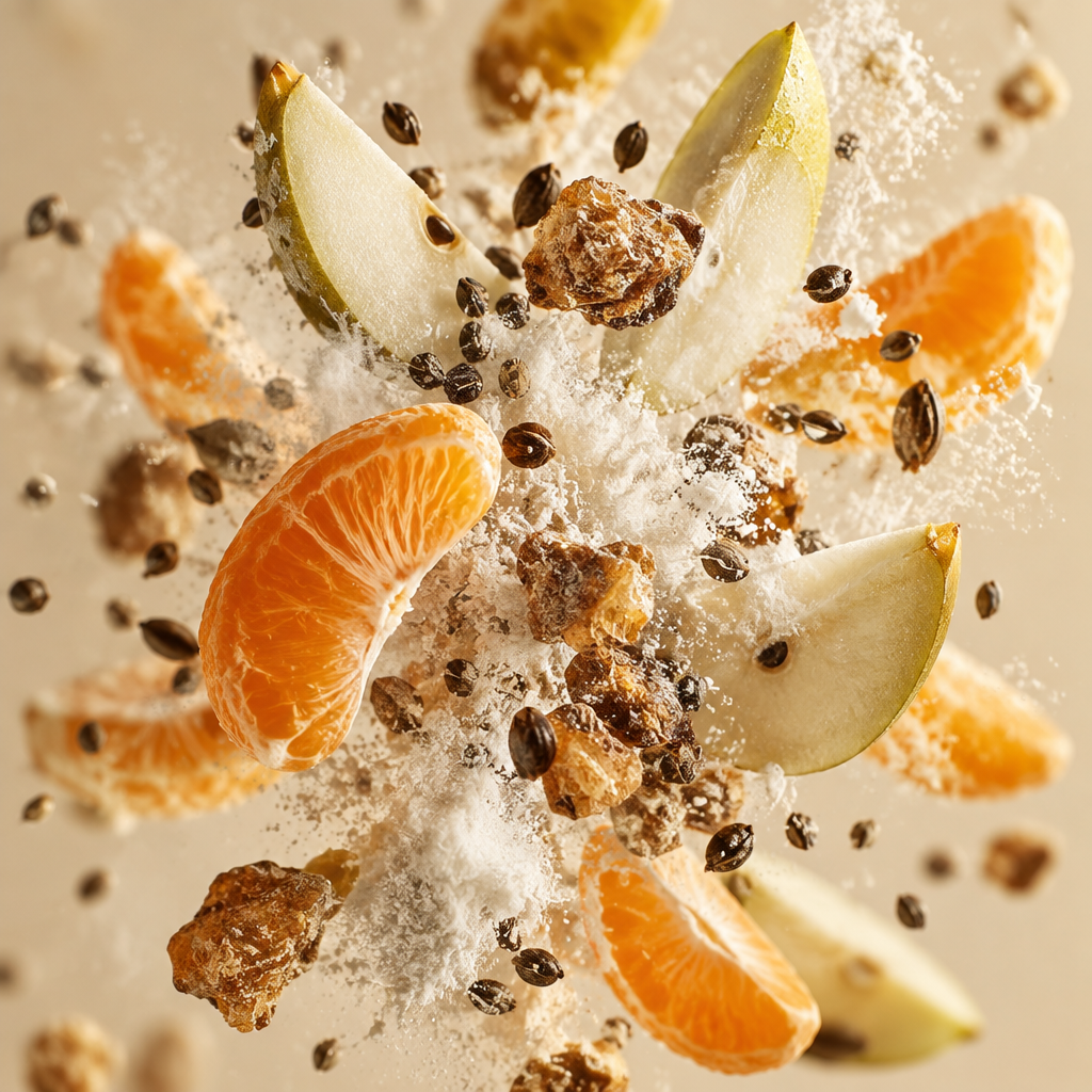 Ingredienti di IT'S A DUPE N°7136: mandarino, muschio, pera, muschio d'ambretta e benzoino