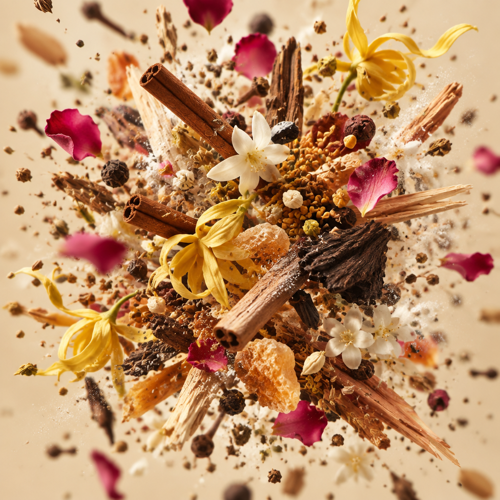 Ingredienti di IT'S A DUPE N°909: cannella, carvi, spezie, fieno greco, gelsomino, ylang-ylang, rosa, muschio, sandalo, cedro e oud