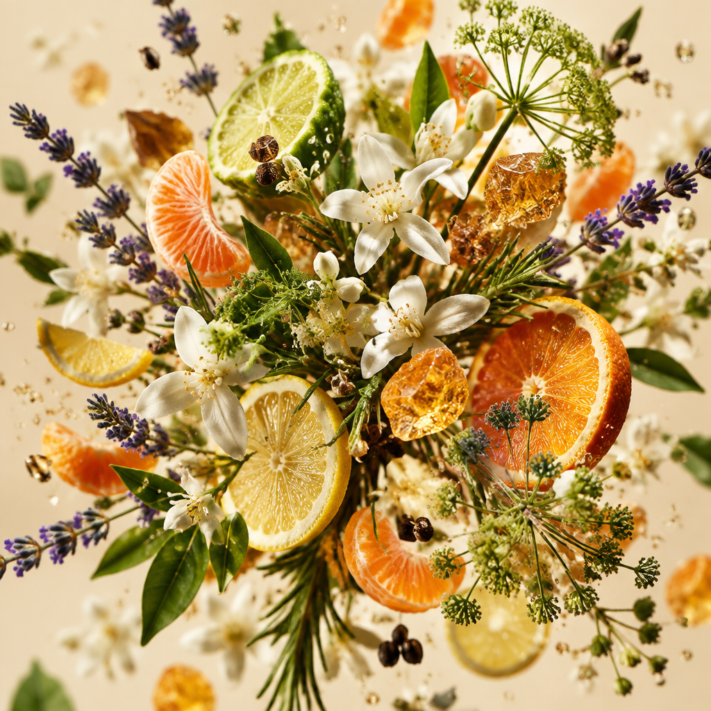 Ingredienti di IT'S A DUPE N°1037: bergamotto, mandarino, limone, lavanda, mirto, rosmarino, arancia amara, fiori d'arancio, neroli e ambra
