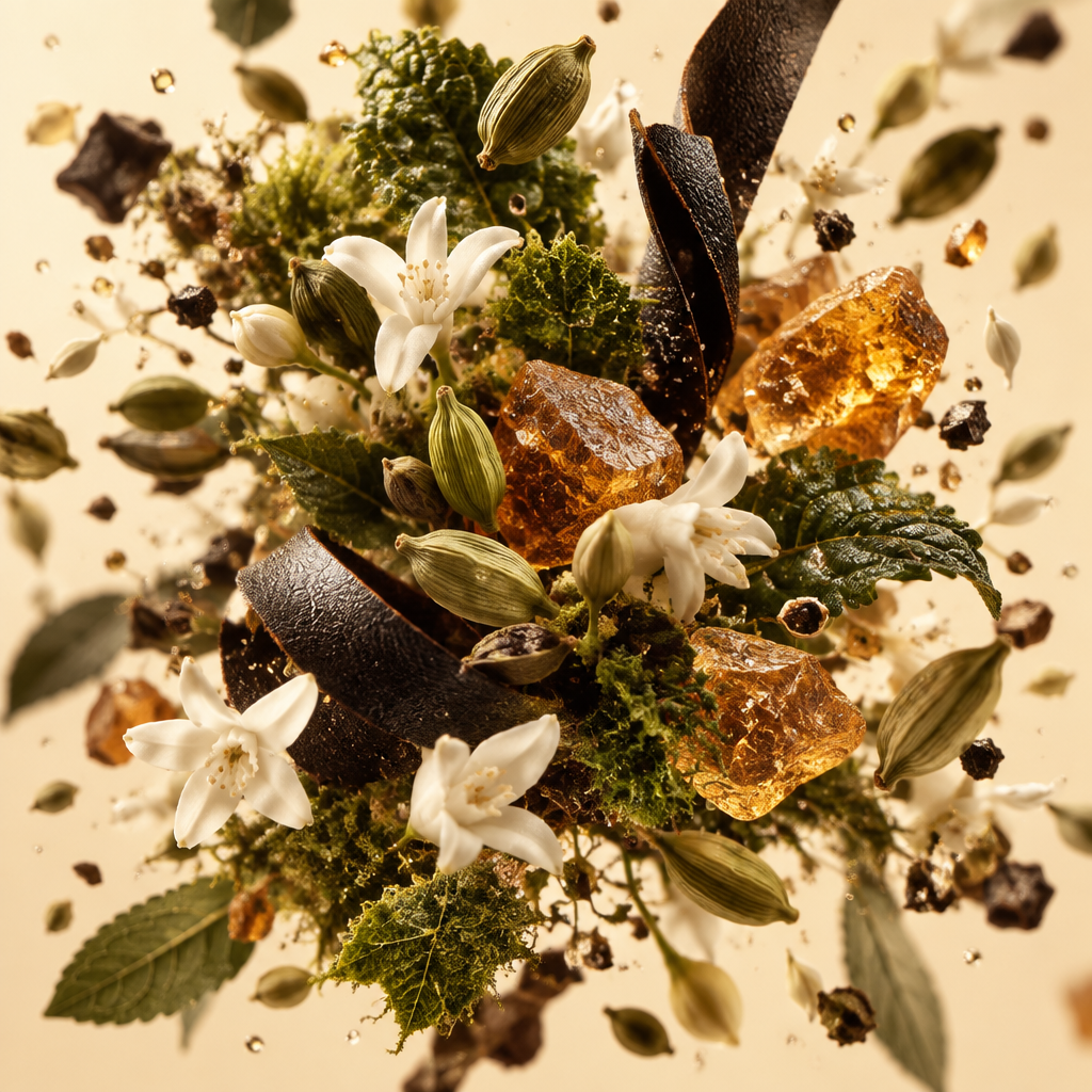 Ingredienti di IT'S A DUPE N°1032: cardamomo, gelsomino sambac, cuoio, patchouli, ambra e muschio vegetale