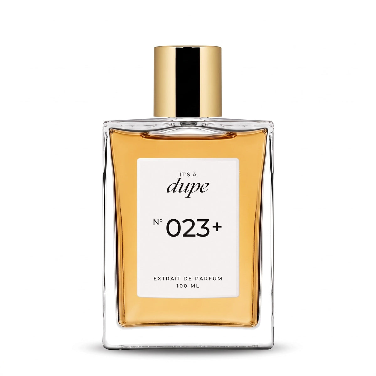 IT'S A DUPE N°023+ Extrait de Parfum 100 ml, flacone in vetro con tappo dorato